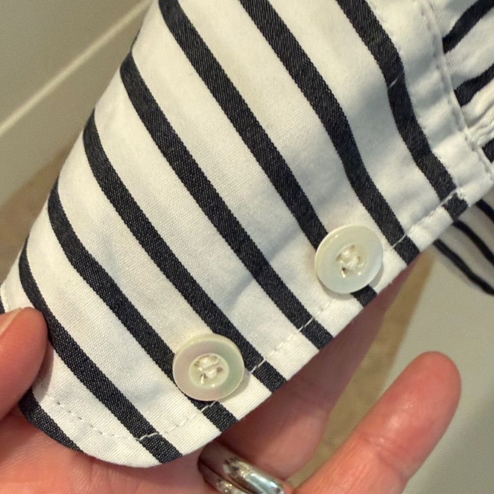 J. Crew Haberdashery Black and White Striped Button Down Shirt size Large - Picture 3 of 9
